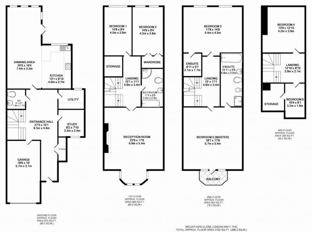 5 bedroom flat to rent - floorplan