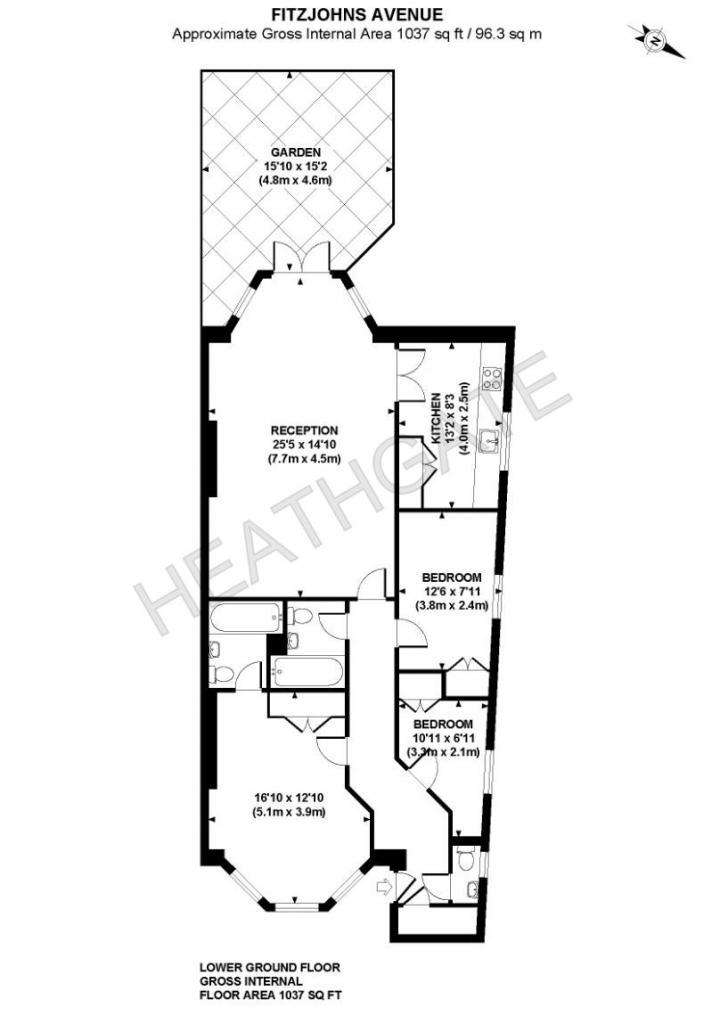 3 bedroom flat to rent - floorplan