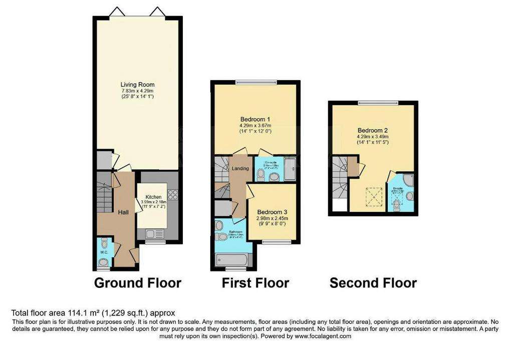 3 bedroom end of terrace house for sale - floorplan