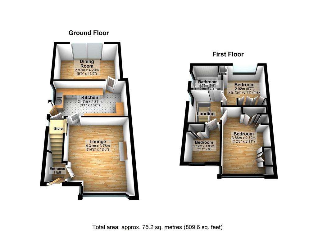 3 bedroom semi-detached house for sale - floorplan