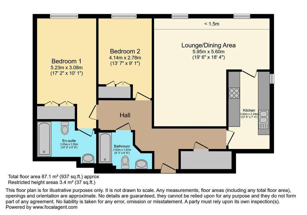 2 bedroom retirement property for sale - floorplan