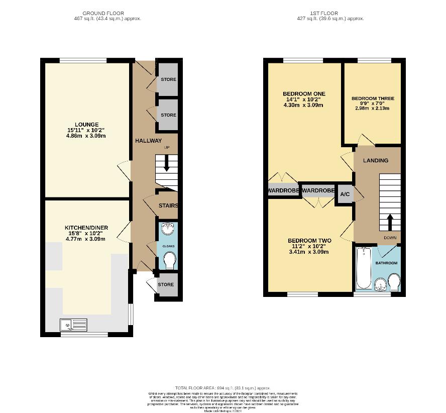 3 bedroom property for sale - floorplan