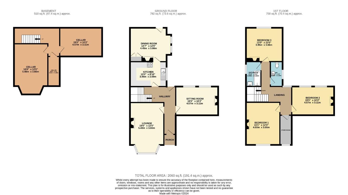 3 bedroom semi-detached house for sale - floorplan