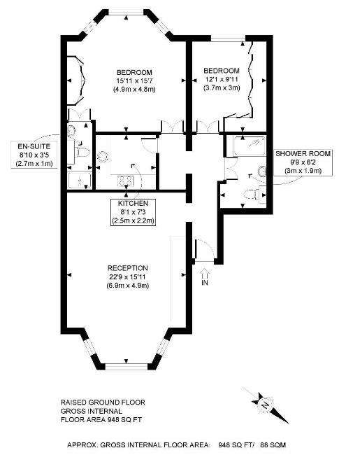 2 bedroom flat to rent - floorplan