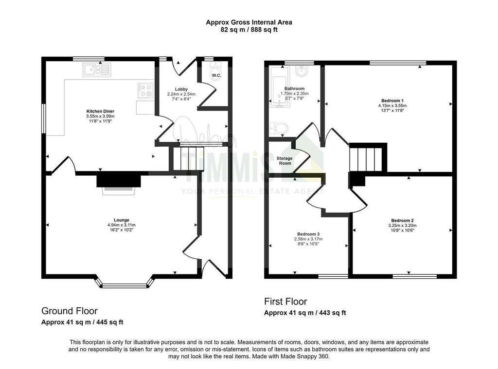 3 bedroom semi-detached house for sale - floorplan