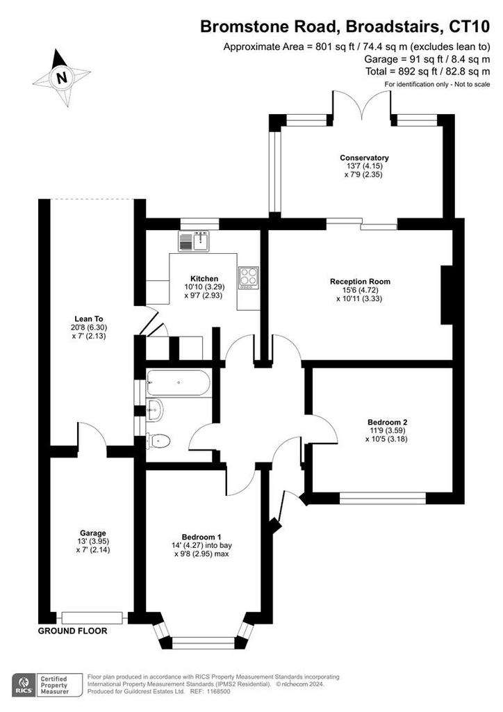 2 bedroom semi-detached bungalow for sale - floorplan