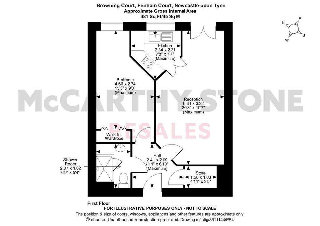 1 bedroom flat for sale - floorplan