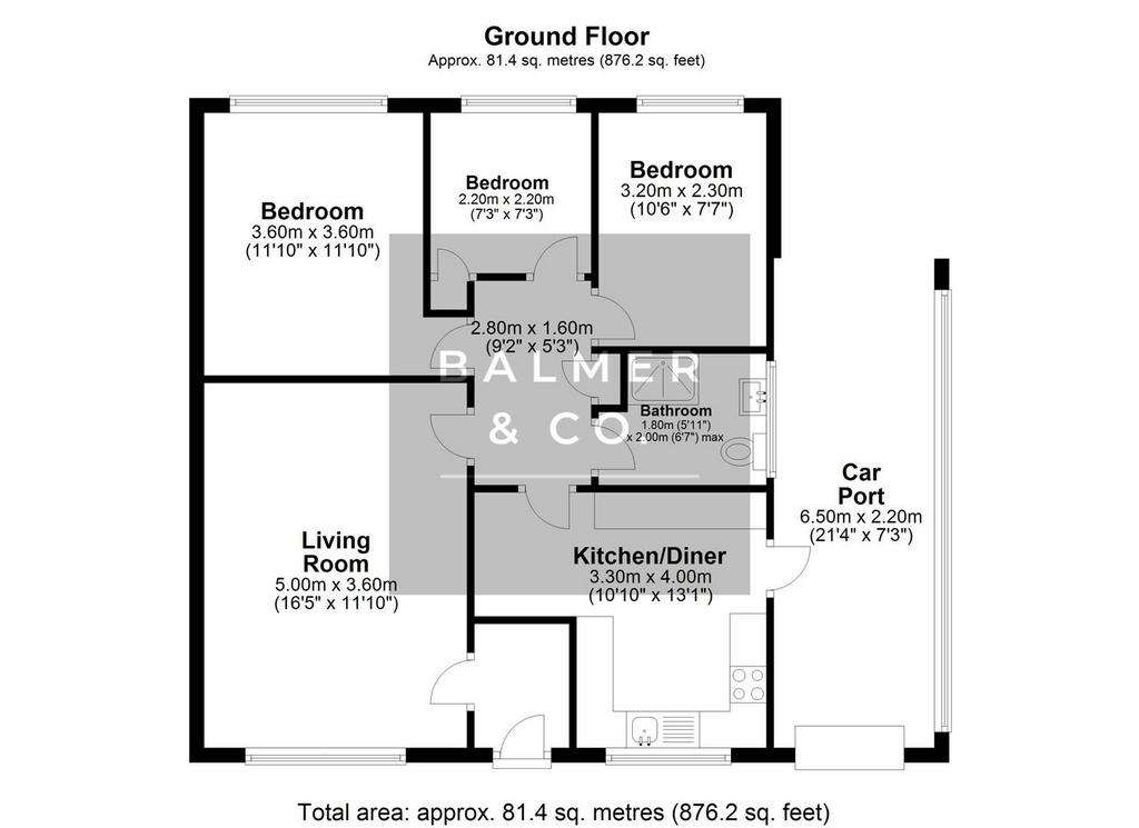 3 bedroom semi-detached bungalow for sale - floorplan