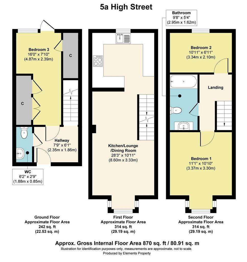 3 bedroom end of terrace house for sale - floorplan