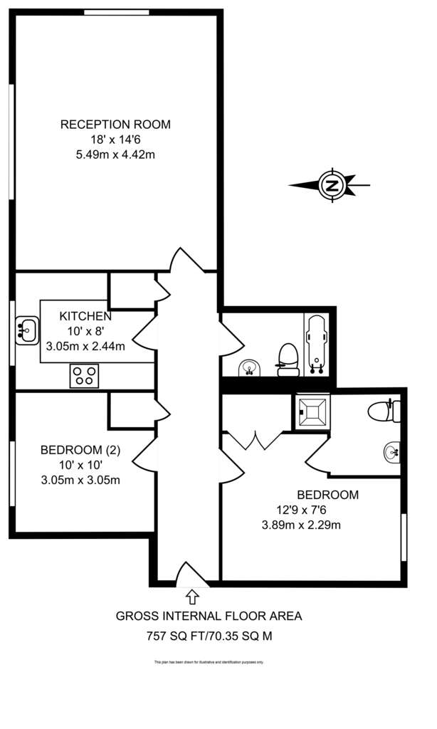 2 bedroom flat to rent - floorplan