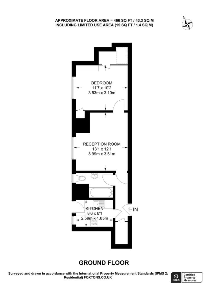 1 bedroom flat to rent - floorplan