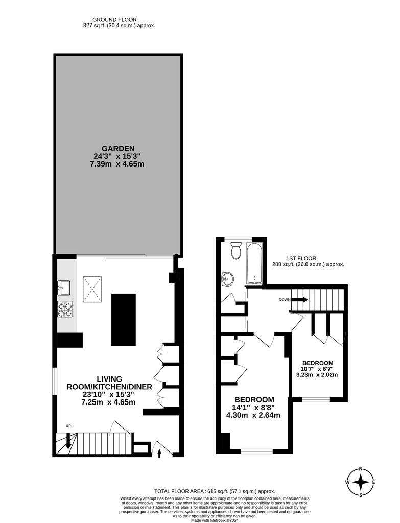 2 bedroom flat to rent - floorplan