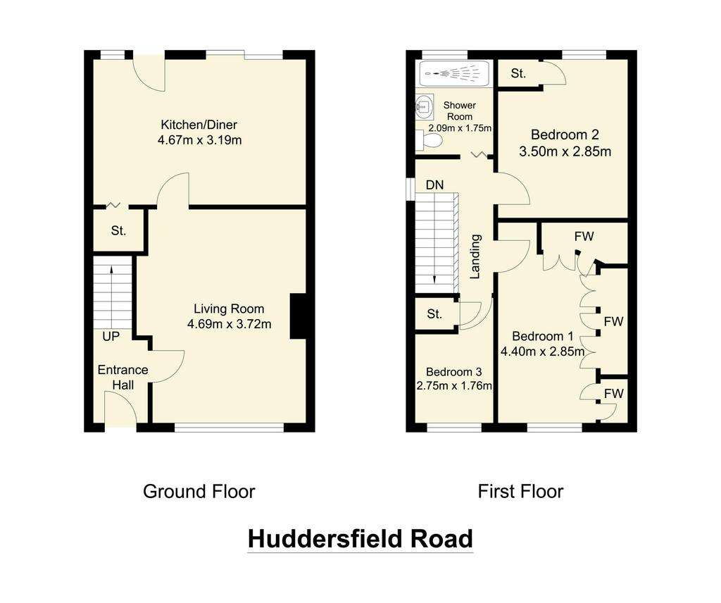 3 bedroom semi-detached house for sale - floorplan