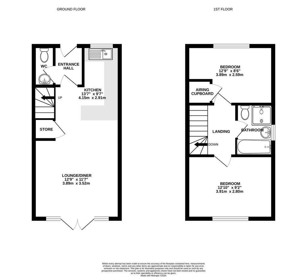 2 bedroom semi-detached house for sale - floorplan