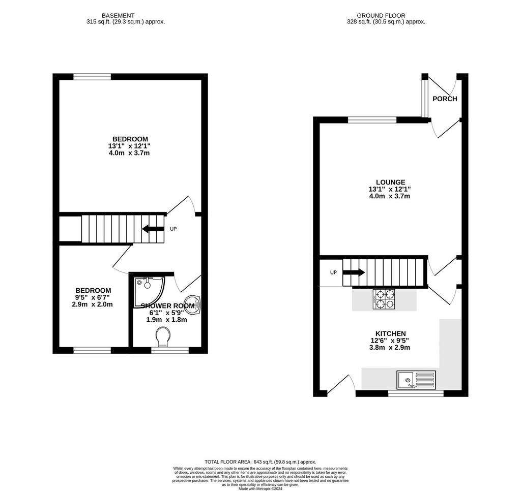 2 bedroom terraced house for sale - floorplan