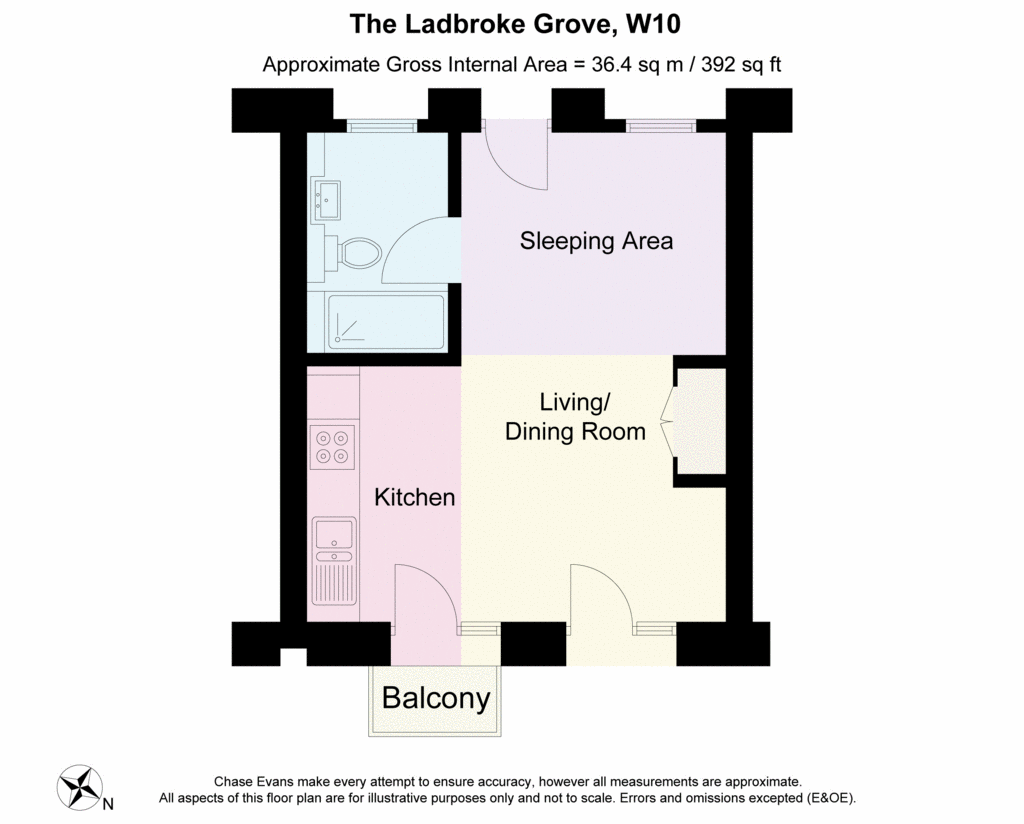 Studio flat to rent - floorplan