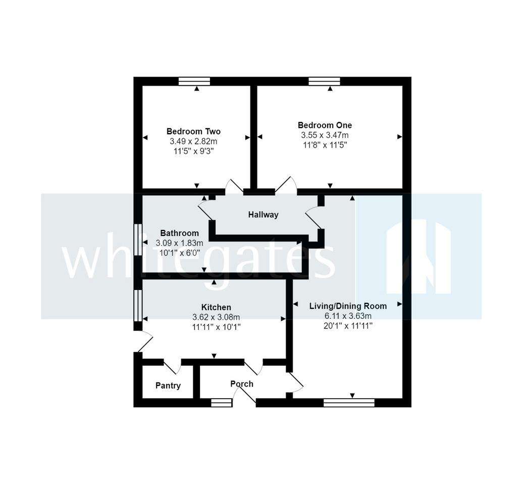 2 bedroom bungalow for sale - floorplan