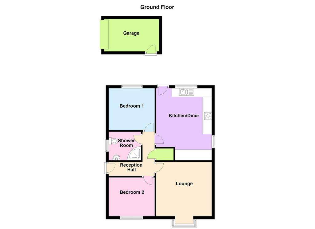 2 bedroom detached bungalow for sale - floorplan