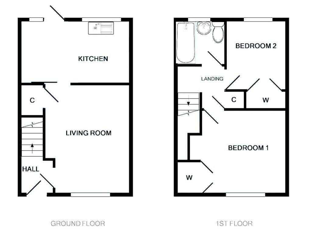 2 bedroom end of terrace house for sale - floorplan