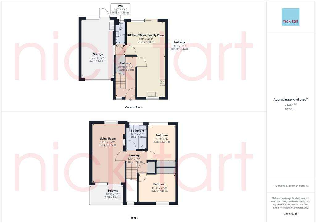 2 bedroom terraced house for sale - floorplan