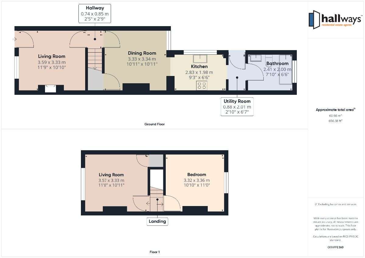 2 bedroom terraced house to rent - floorplan