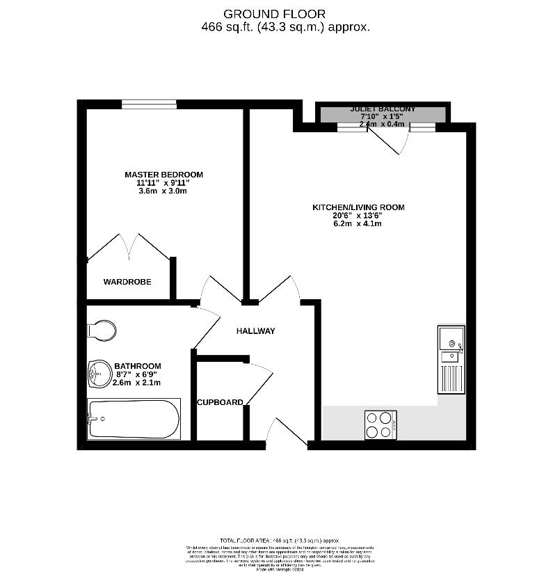 1 bedroom flat for sale - floorplan