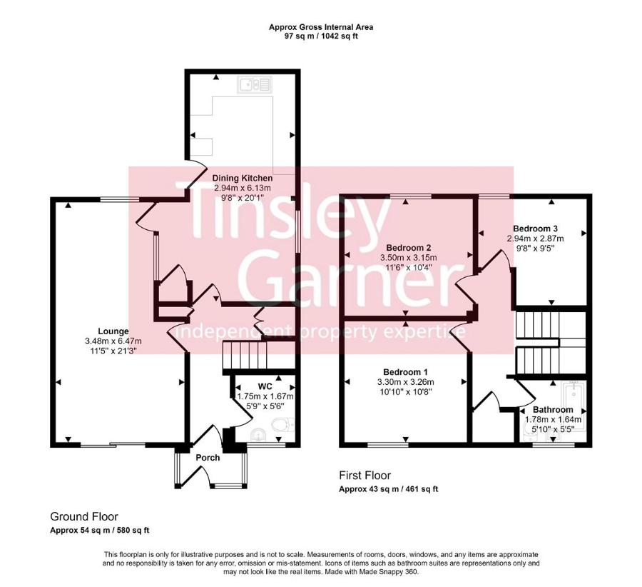 3 bedroom end of terrace house for sale - floorplan