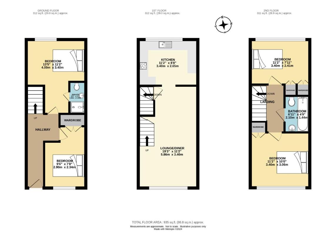 4 bedroom town house for sale - floorplan