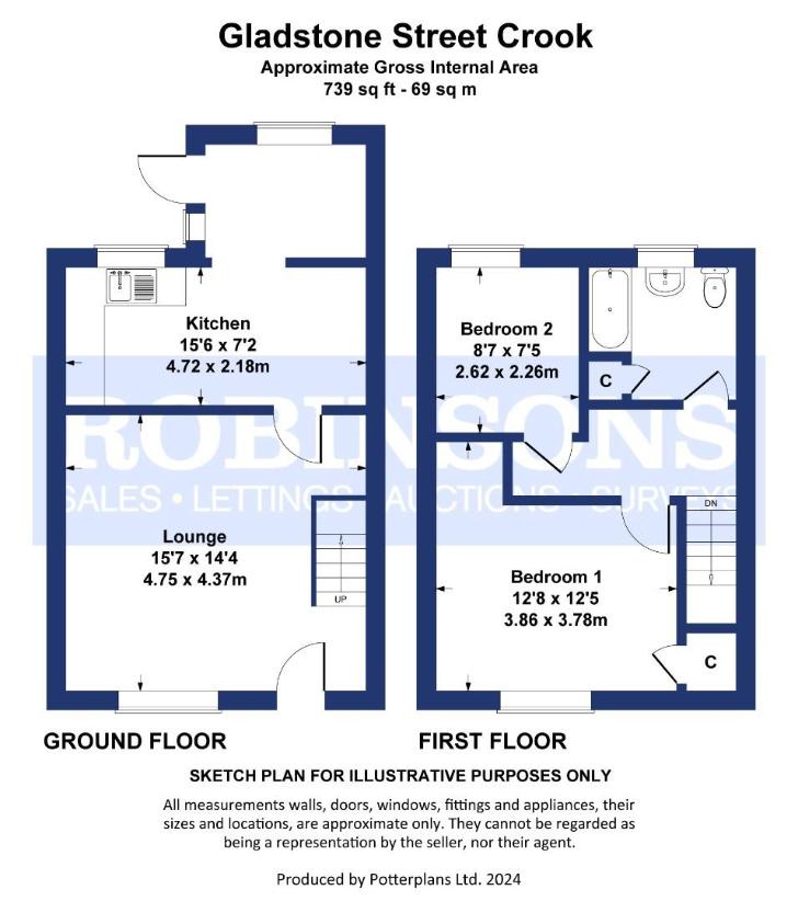 2 bedroom terraced house for sale - floorplan