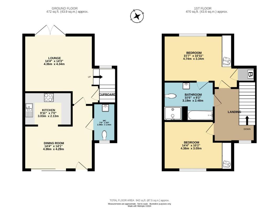 2 bedroom semi-detached house for sale - floorplan