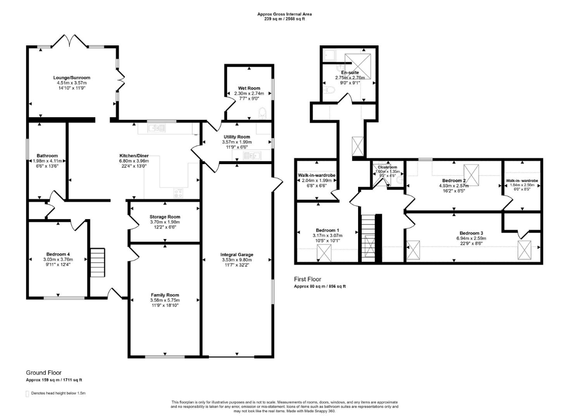 4 bedroom bungalow for sale - floorplan