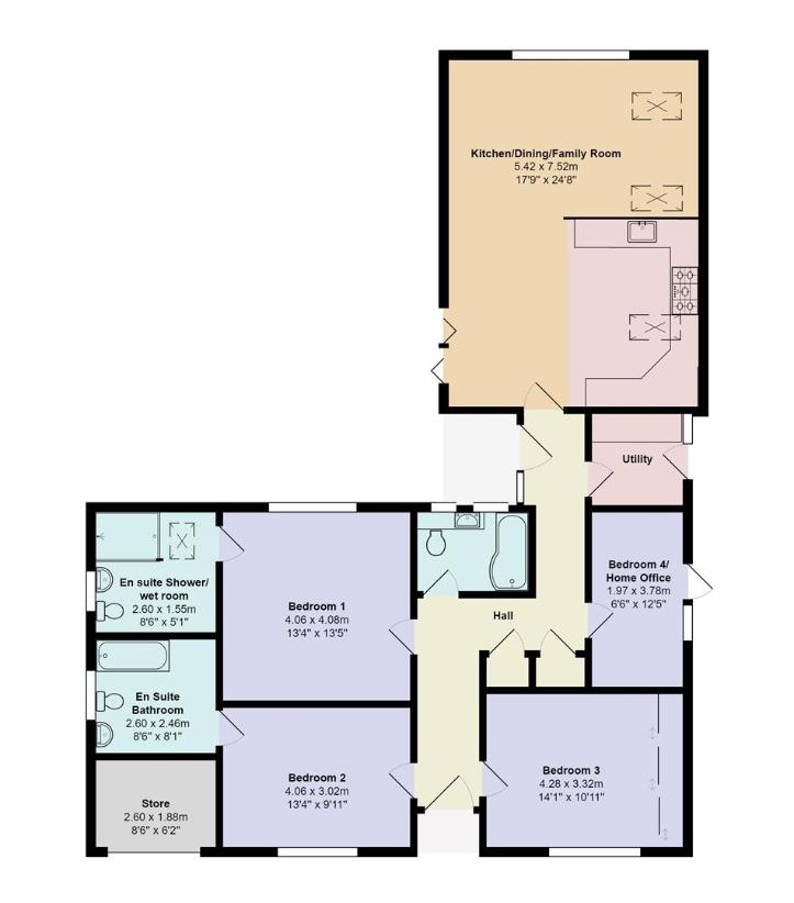 4 bedroom bungalow for sale - floorplan