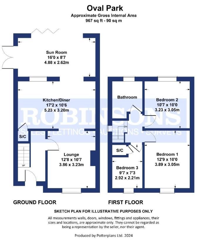 3 bedroom semi-detached house for sale - floorplan