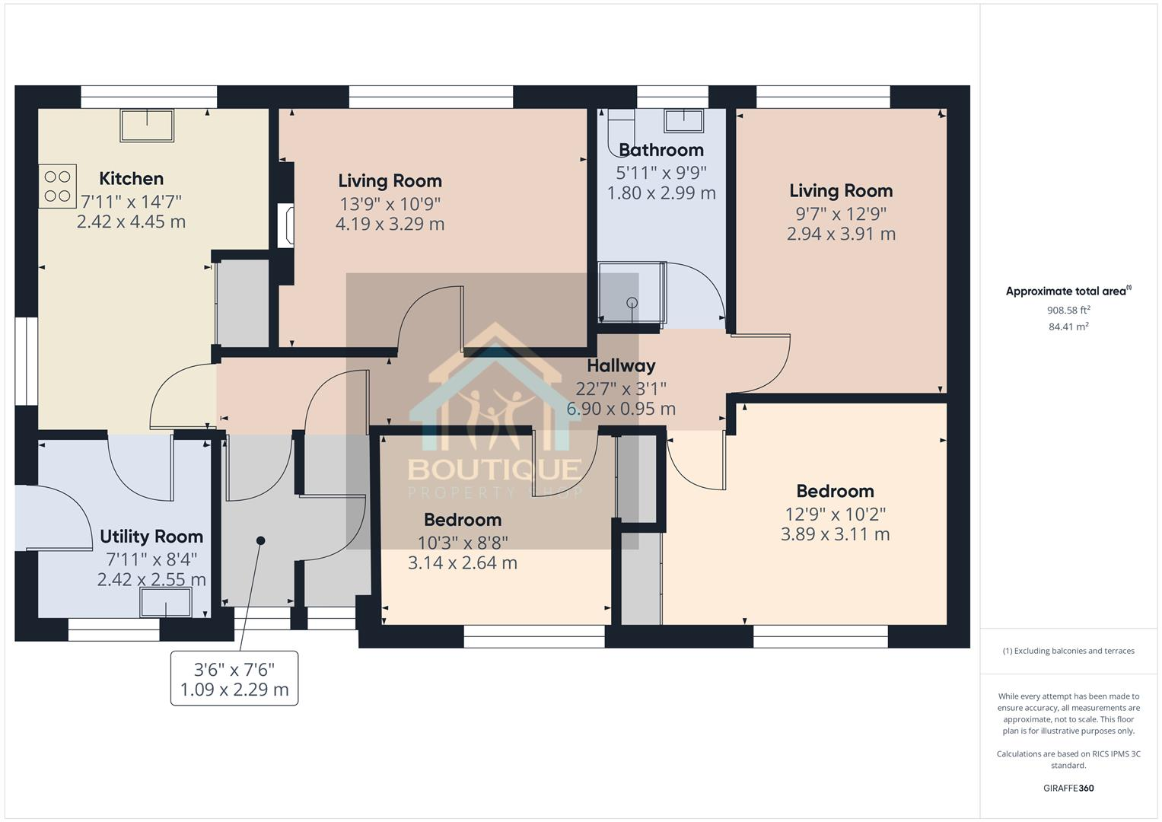 3 bedroom bungalow for sale - floorplan