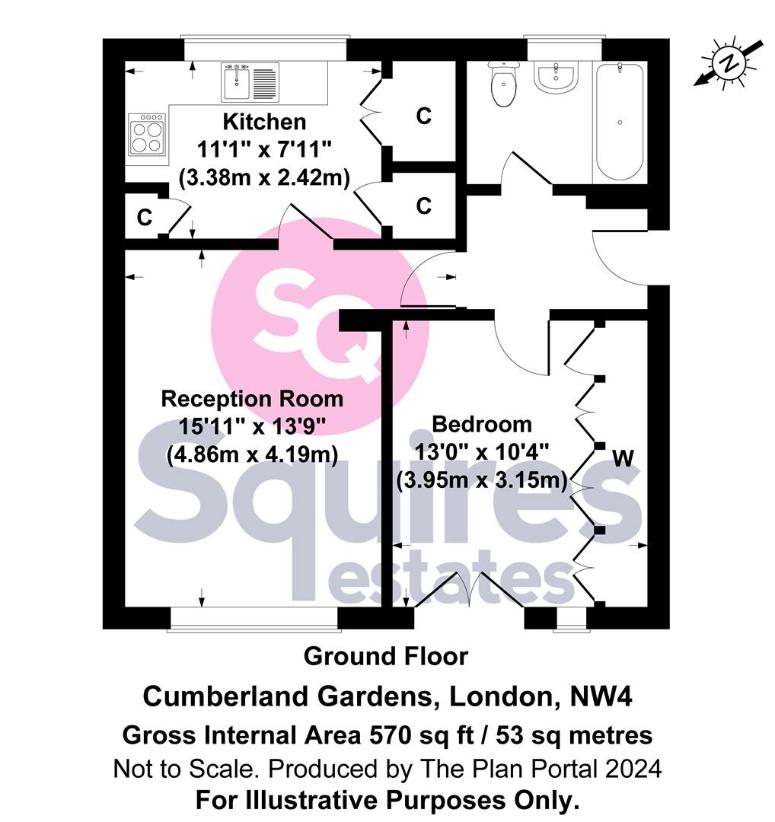 1 bedroom flat for sale - floorplan