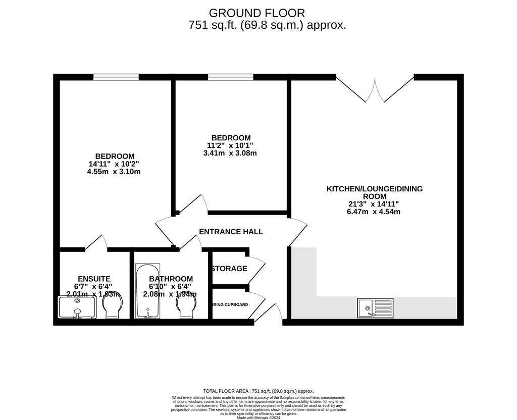 2 bedroom flat for sale - floorplan