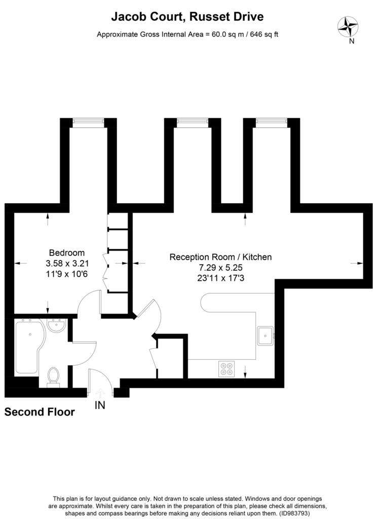 1 bedroom flat for sale - floorplan