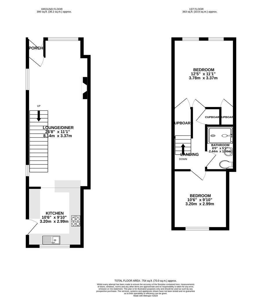 2 bedroom semi-detached house for sale - floorplan