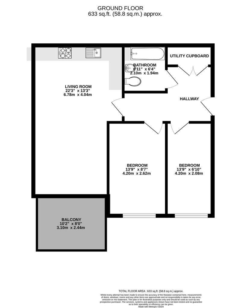 2 bedroom flat for sale - floorplan