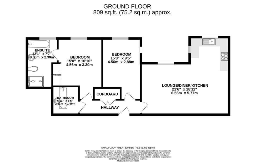 2 bedroom flat for sale - floorplan