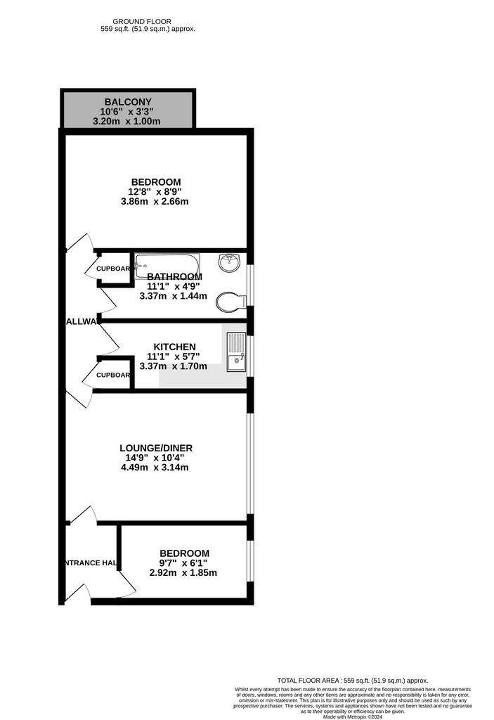 2 bedroom flat for sale - floorplan