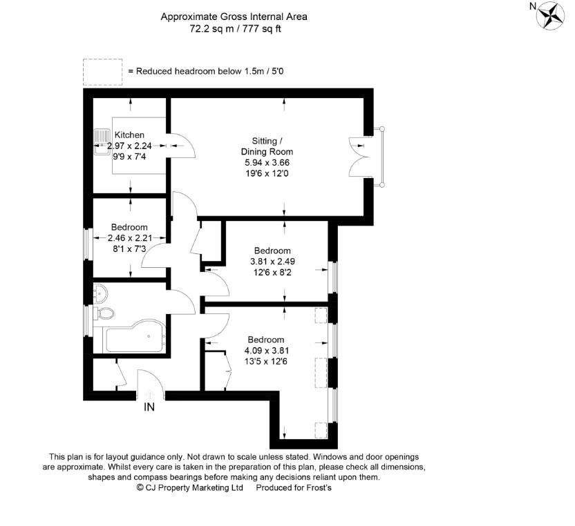 3 bedroom flat for sale - floorplan