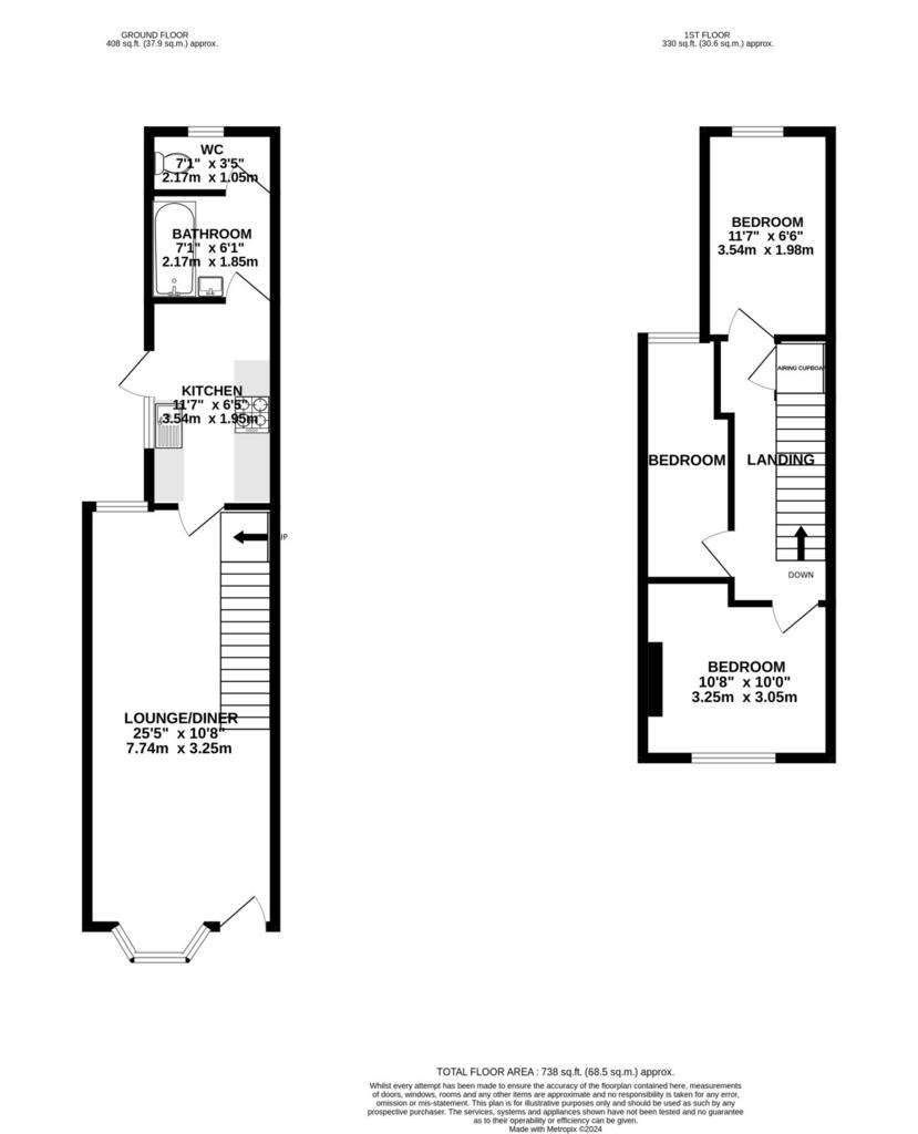 3 bedroom end of terrace house for sale - floorplan