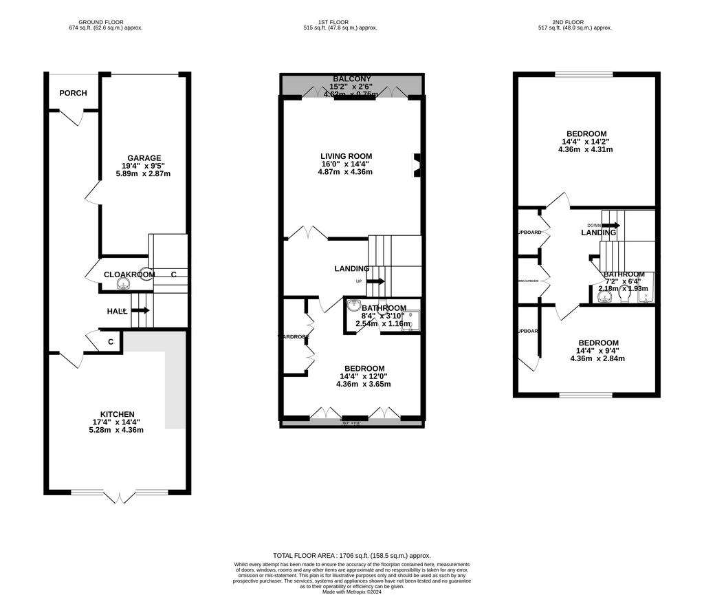 3 bedroom terraced house for sale - floorplan