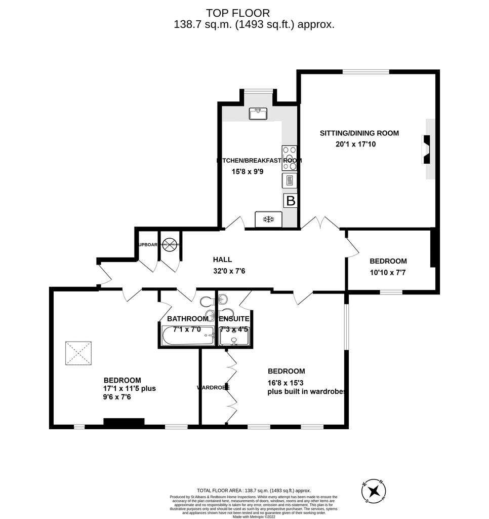 3 bedroom flat for sale - floorplan