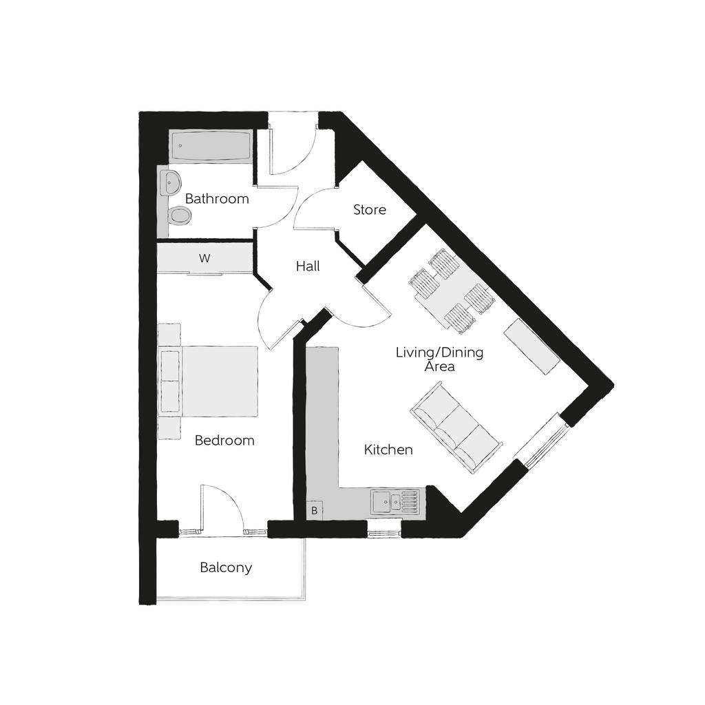 1 bedroom flat for sale - floorplan