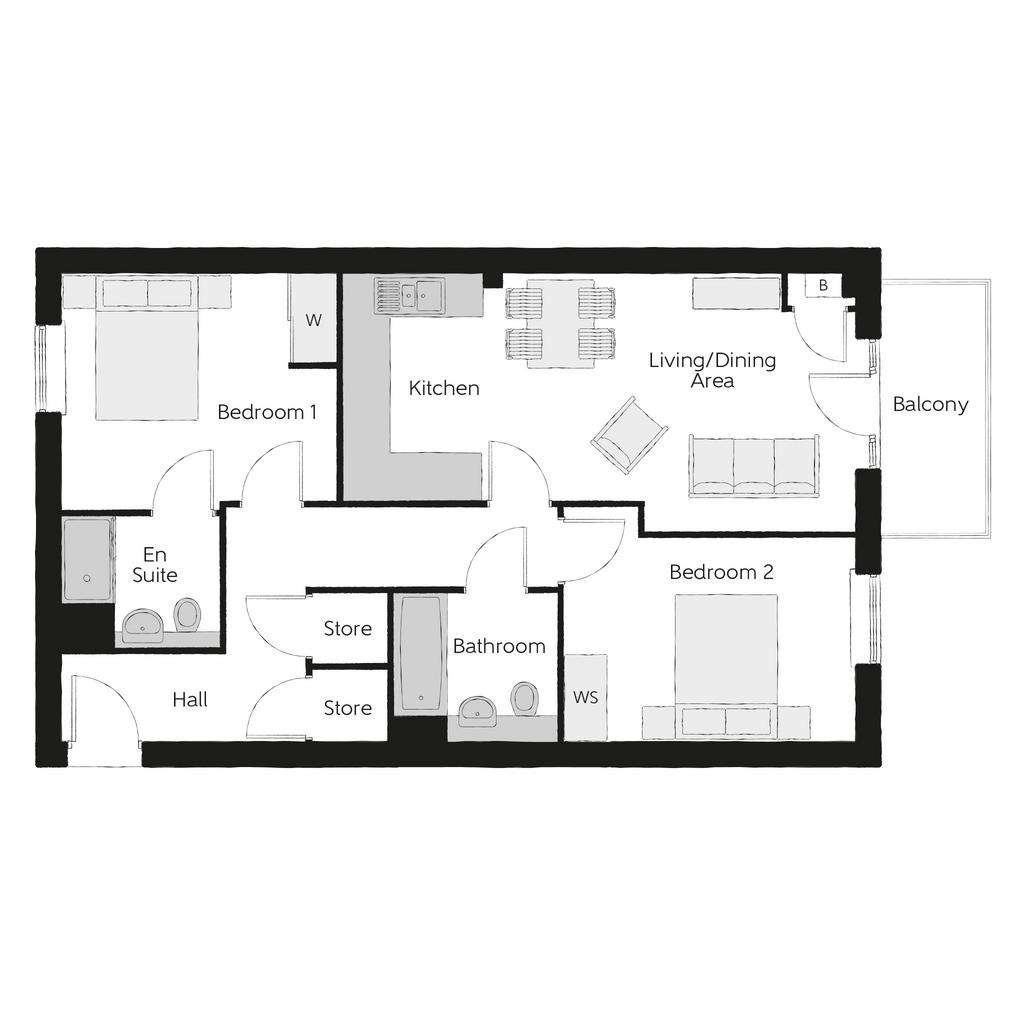 2 bedroom flat for sale - floorplan