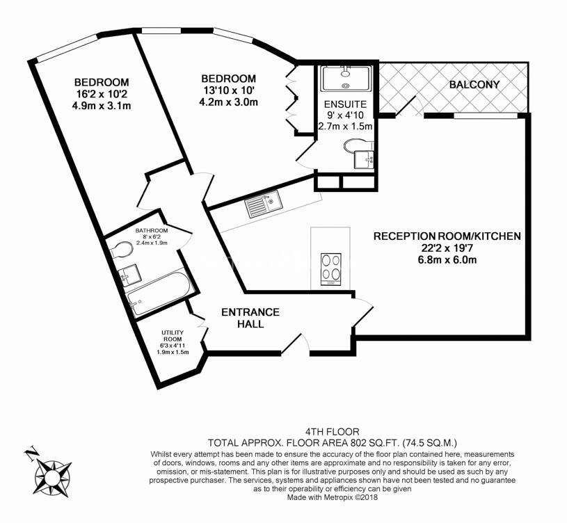 2 bedroom flat to rent - floorplan