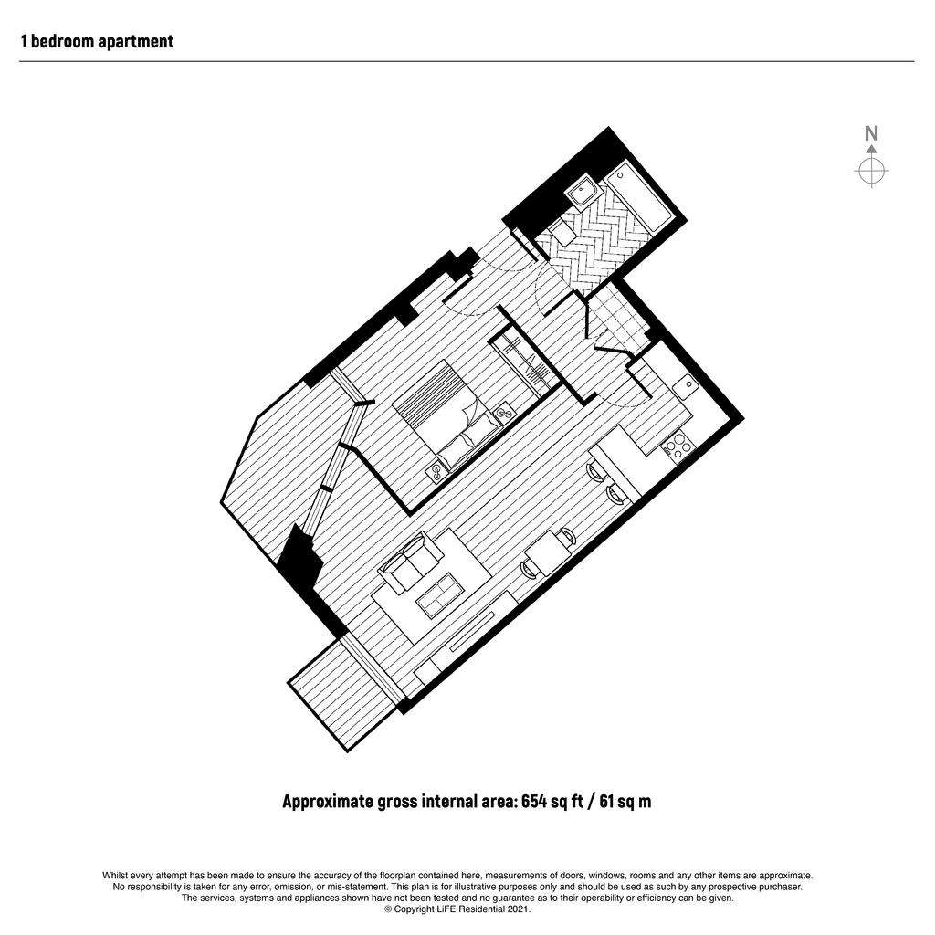 1 bedroom flat to rent - floorplan