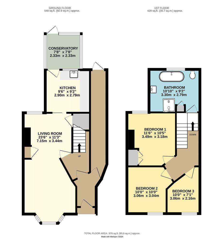 3 bedroom terraced house for sale - floorplan